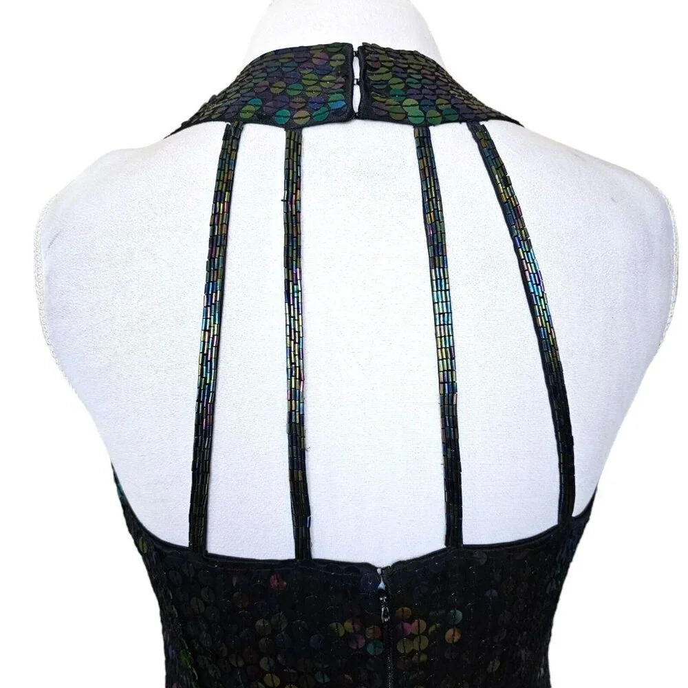 Vintage 90s Womens Sz 8 Mermaid Sequins‎ Sparkle Cocktail Dress Bodycon Sexy - Picture 8 of 15